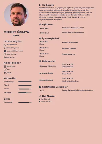 Mimar örnek cv indir